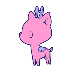 cute cartoon deer in bright neon color
