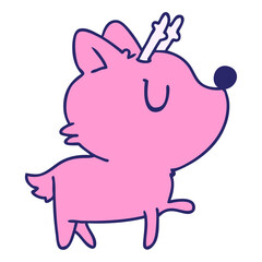 cartoon illustration of  kawaii cute deer in bright neon color