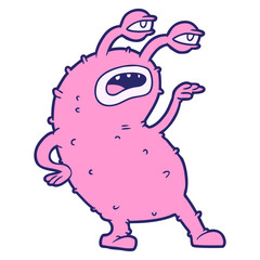 cartoon alien in bright neon color