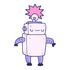 cartoon robot in bright neon color
