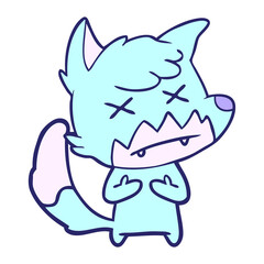 cartoon cross eyed fox in bright neon color