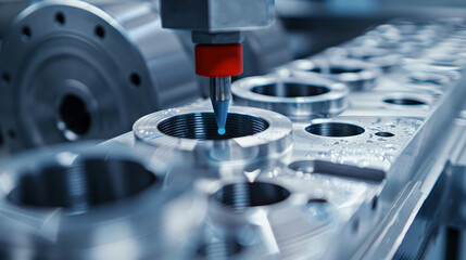 Close-up of precision cnc metal milling in advanced manufacturing facility