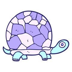 hand drawn doodle style cartoon tortoise in bright neon color