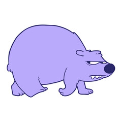 cartoon angry bear in bright neon color