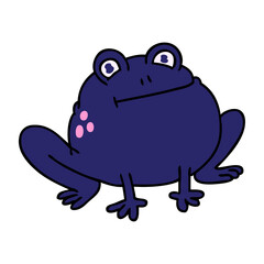 hand drawn quirky cartoon frog in bright neon color