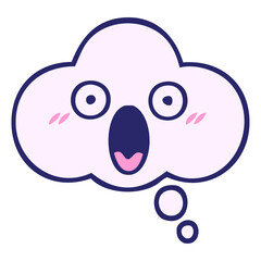 cute cartoon of a thought bubble in bright neon color