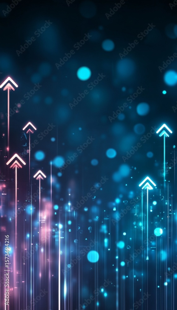 Poster abstract concept of technological advancement and digital growth with progress indicators and arrows