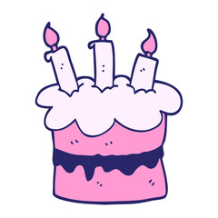 cartoon doodle birthday cake in bright neon color