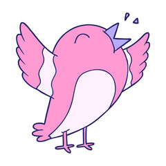 cartoon bird in bright neon color