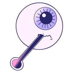 cartoon ill eyeball in bright neon color