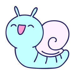 cartoon of a cute snail in bright neon color