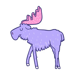 cartoon moose in bright neon color