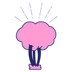 illustration of a traditional tattoo style tree in bright neon color