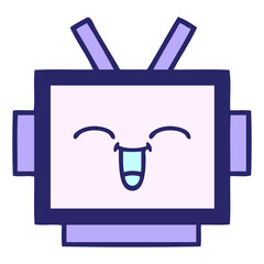 cute cartoon of a robot head in bright neon color