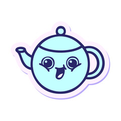 Obraz premium sticker of a cute cartoon tea pot in bright neon color