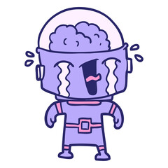 cartoon crying robot in bright neon color
