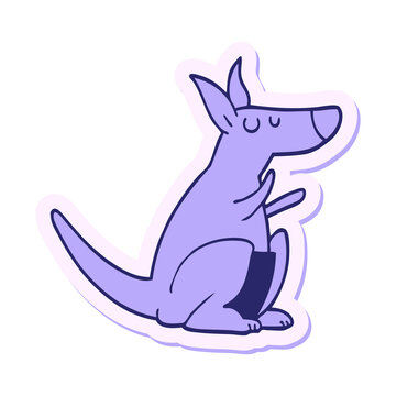 Naklejki sticker of a cartoon kangaroo in bright neon color