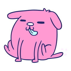 cartoon illustration kawaii of a cute dog in bright neon color