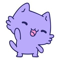 cartoon of a cute happy cat in bright neon color