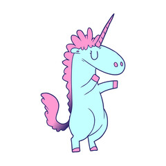 cartoon unicorn in bright neon color