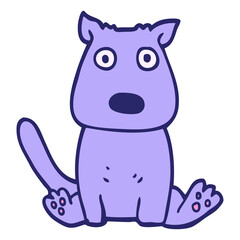 cartoon doodle calm dog in bright neon color