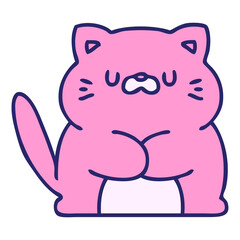 cartoon of a cute little cat in bright neon color