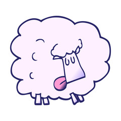 cartoon doodle funny sheep in bright neon color