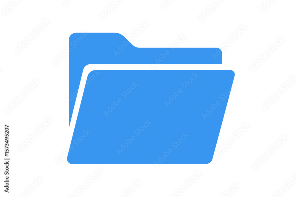 Poster blue folder icon. minimalist file directory symbol. modern flat design. digital document storage. of