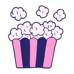 cartoon doodle cinema popcorn in bright neon color