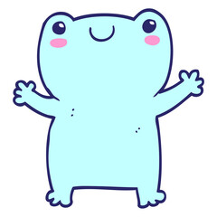 cute cartoon frog in bright neon color