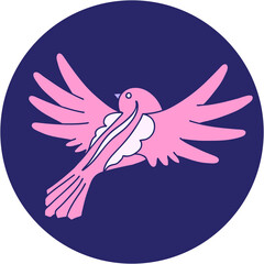 iconic tattoo style image of a flying bird in bright neon color