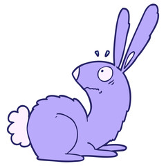 cartoon startled bunny rabbit in bright neon color