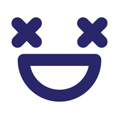 grinning dead face icon in bright neon color