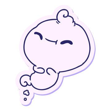 Naklejki freehand drawn sticker cartoon of kawaii scary ghost in bright neon color