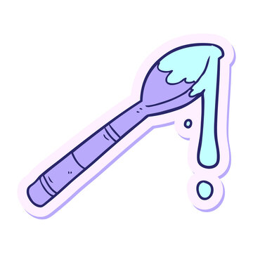 Naklejki sticker of a cartoon spoonful of honey in bright neon color
