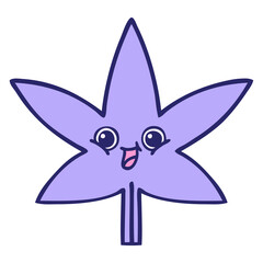 cute cartoon of a marijuana leaf in bright neon color