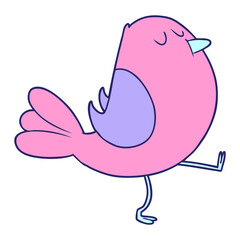 Cartoon Bird in bright neon color