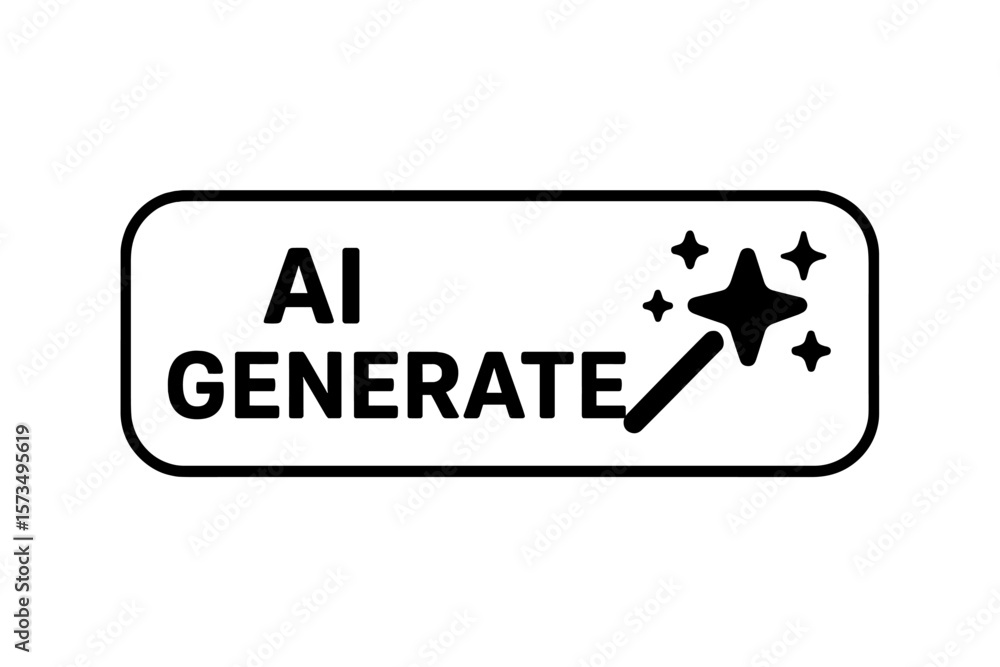 Poster ai generate button. generative artificial intelligence icon. magic wand, star symbol for automatic c