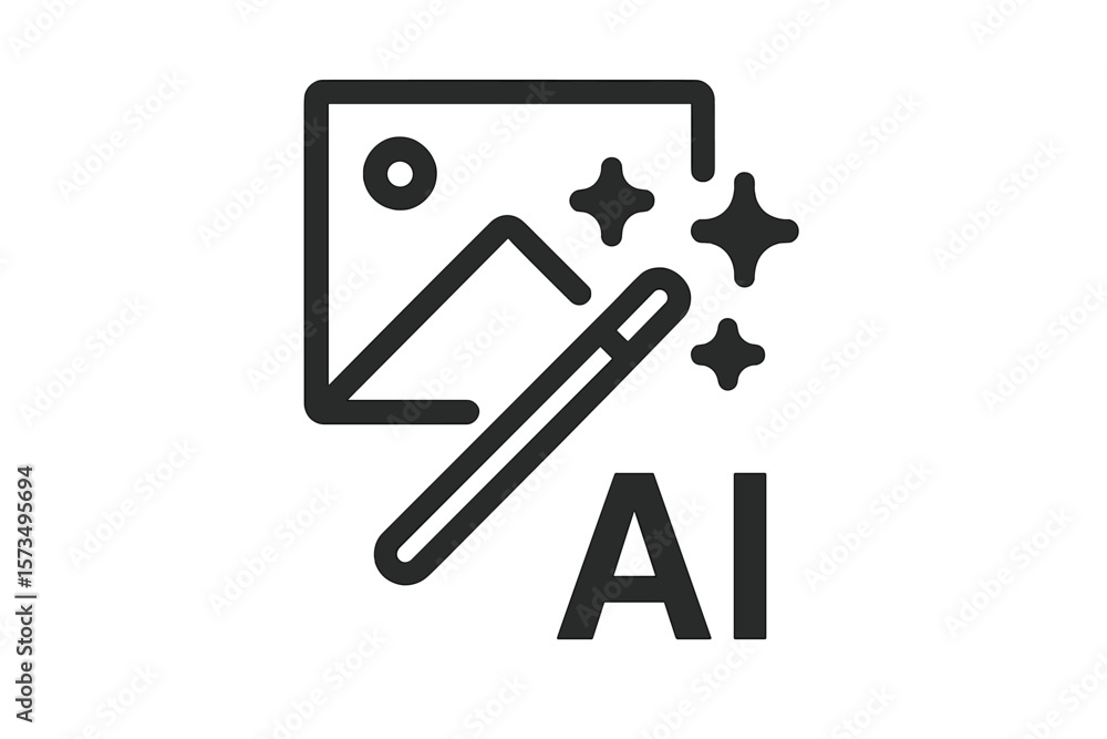 Poster ai image editing icon. photo enhancement with artificial intelligence. minimal symbol for app or web