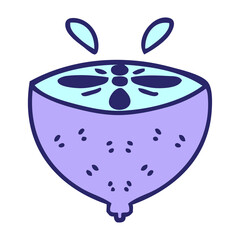 hand drawn quirky cartoon lime in bright neon color