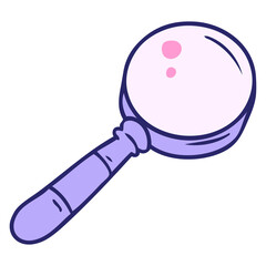 hand drawn cartoon doodle of a magnifying glass in bright neon color