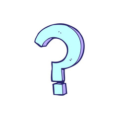 cartoon question mark in bright neon color