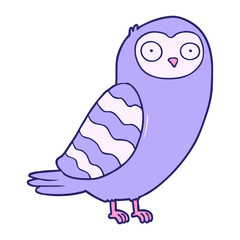 cartoon owl in bright neon color