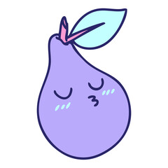 cartoon of a nice good looking pear in bright neon color