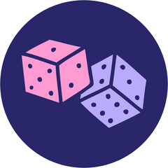 iconic tattoo style image of lucky dice in bright neon color