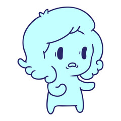 freehand drawn cartoon of kawaii scary ghost in bright neon color