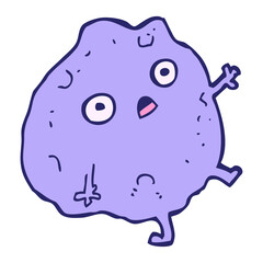 cartoon rock falling in bright neon color