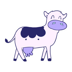 cartoon dairy cow in bright neon color