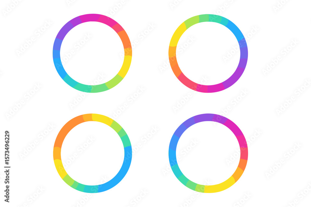 Poster set of colorful gradient circle frames. abstract round border for app, ui, web. vivid ring collectio