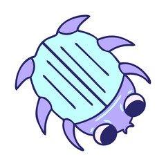 hand drawn quirky cartoon beetle in bright neon color